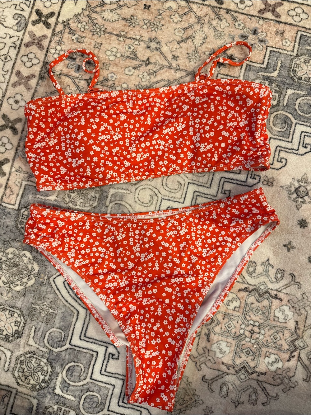 SHEIN Red Floral Two-Piece Bikini Set